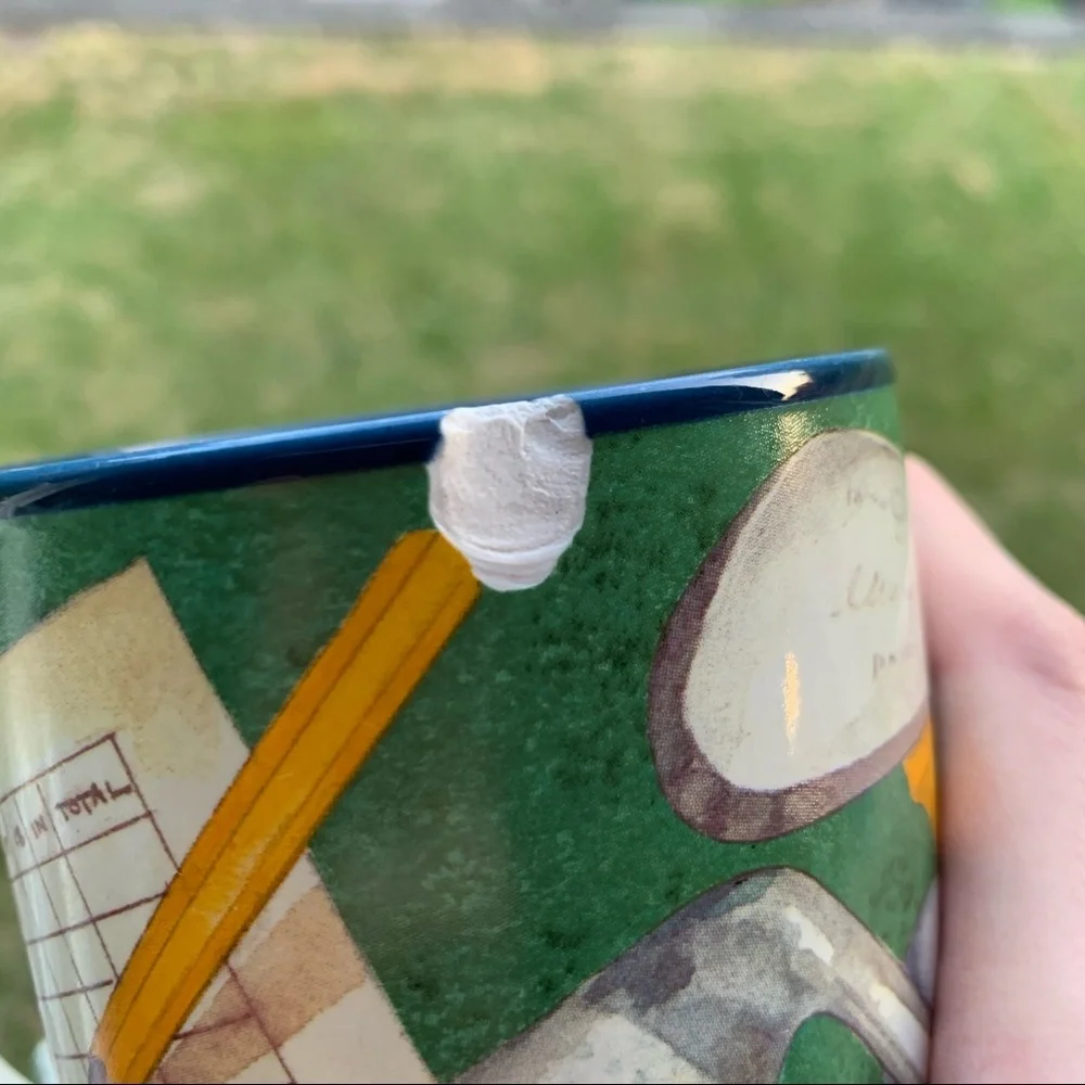Vintage “Golf’s my game” Potpourri Press Golfing mug 1992 Ceramic // green/blue
